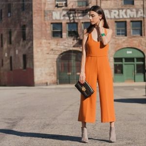 Zara orange cropped jumpsuit